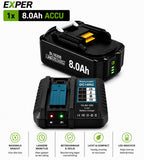 EXPER 1x Makita LXT 18V 8.0Ah Li-ion Accu + DC18RD Snellader