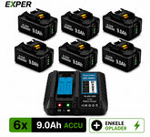 EXPER 6x Makita LXT 18V 9.0Ah Li-ion Accu + DC18RD Snellader