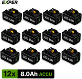 12x Makita 18V 8.0Ah Li-ion Accu – BL1880B – Compatibel met BL1830B t/m BL1860B