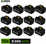 12x Makita 18V 8.0Ah Li-ion Accu – BL1880B – Compatibel met BL1830B t/m BL1860B