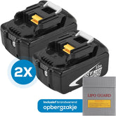 2x Makita 18V 5.0Ah Li-ion Accu – BL1830B t/m BL1860B – Inclusief Brandwerend Zakje