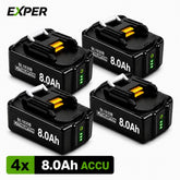 EXPER 18V 8.0Ah Vervangende Accu voor Makita - 4 Stuks | Voor Accuboormachine (BL1830B-BL1860B)