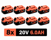 8x DeWalt XR 18V 6.0Ah Li-ion Accu – DCB180 t/m DCB185