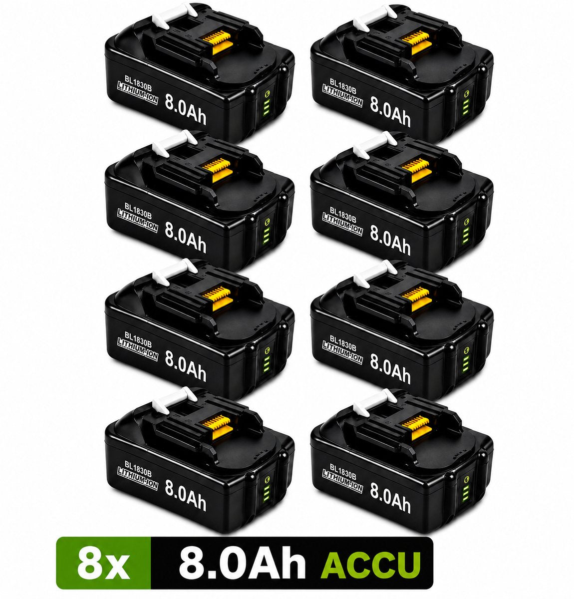 8x Makita 18V 6.0Ah Li-ion Accu – BL1830B t/m BL1860B
