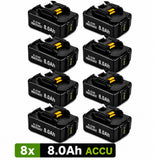 8x Makita 18V 6.0Ah Li-ion Accu – BL1830B t/m BL1860B
