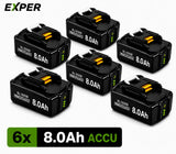 EXPER 6x Makita LXT 18V 8.0Ah Li-ion Accu – BL1830B t/m BL1860B