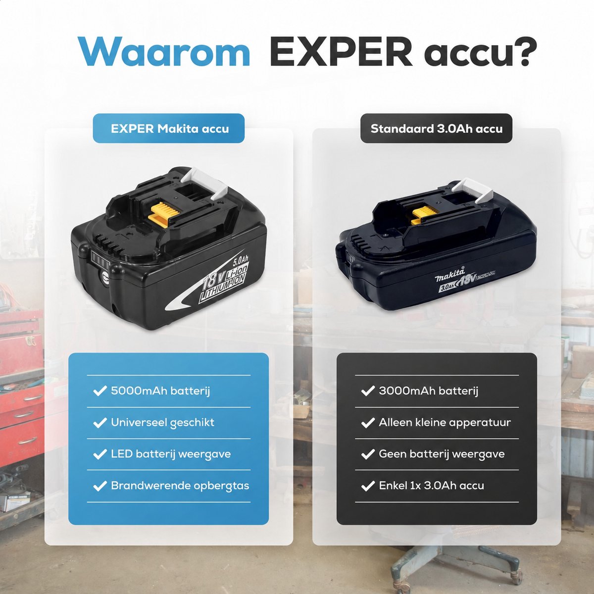 EXPER 4x Makita 18V 5.0Ah Li-ion Accu – BL1850B