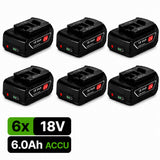 EXPER 6x Bosch Professional 18V 6.0Ah Li-ion Accu + GAL 18V-40 Lader