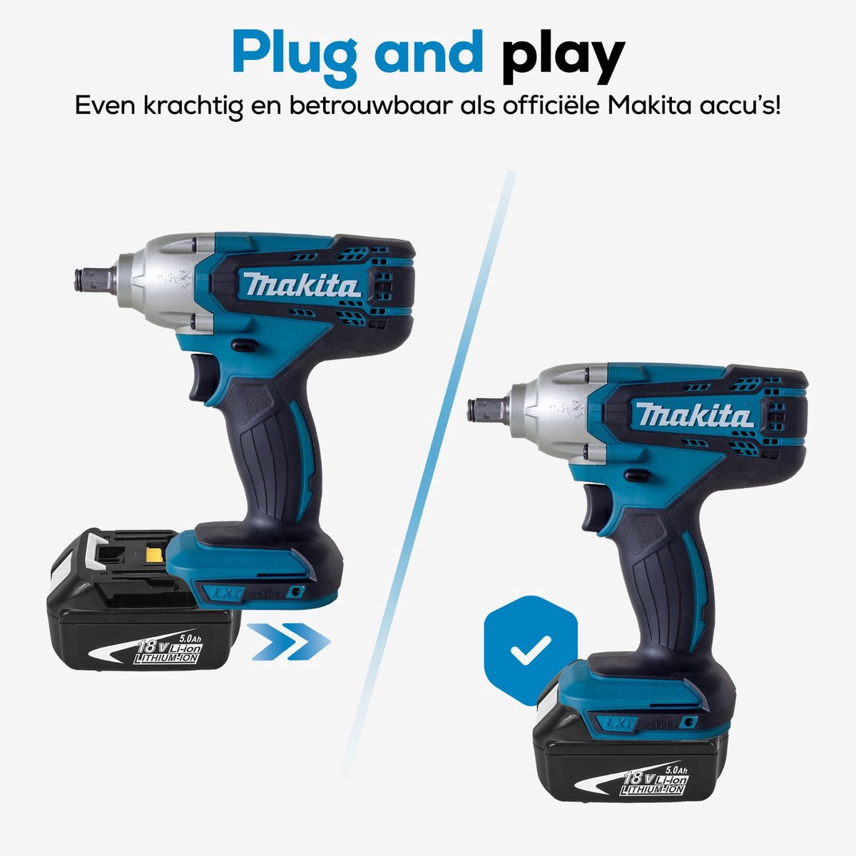 2x Makita 18V 5.0Ah Li-ion Accu – BL1830B t/m BL1860B – Inclusief Brandwerend Zakje