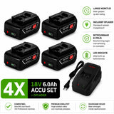 EXPER 4x Bosch Professional 18V 6.0Ah Li-ion Accu + GAL 18V-40 Lader