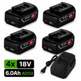 EXPER 4x Bosch Professional 18V 6.0Ah Li-ion Accu + GAL 18V-40 Lader