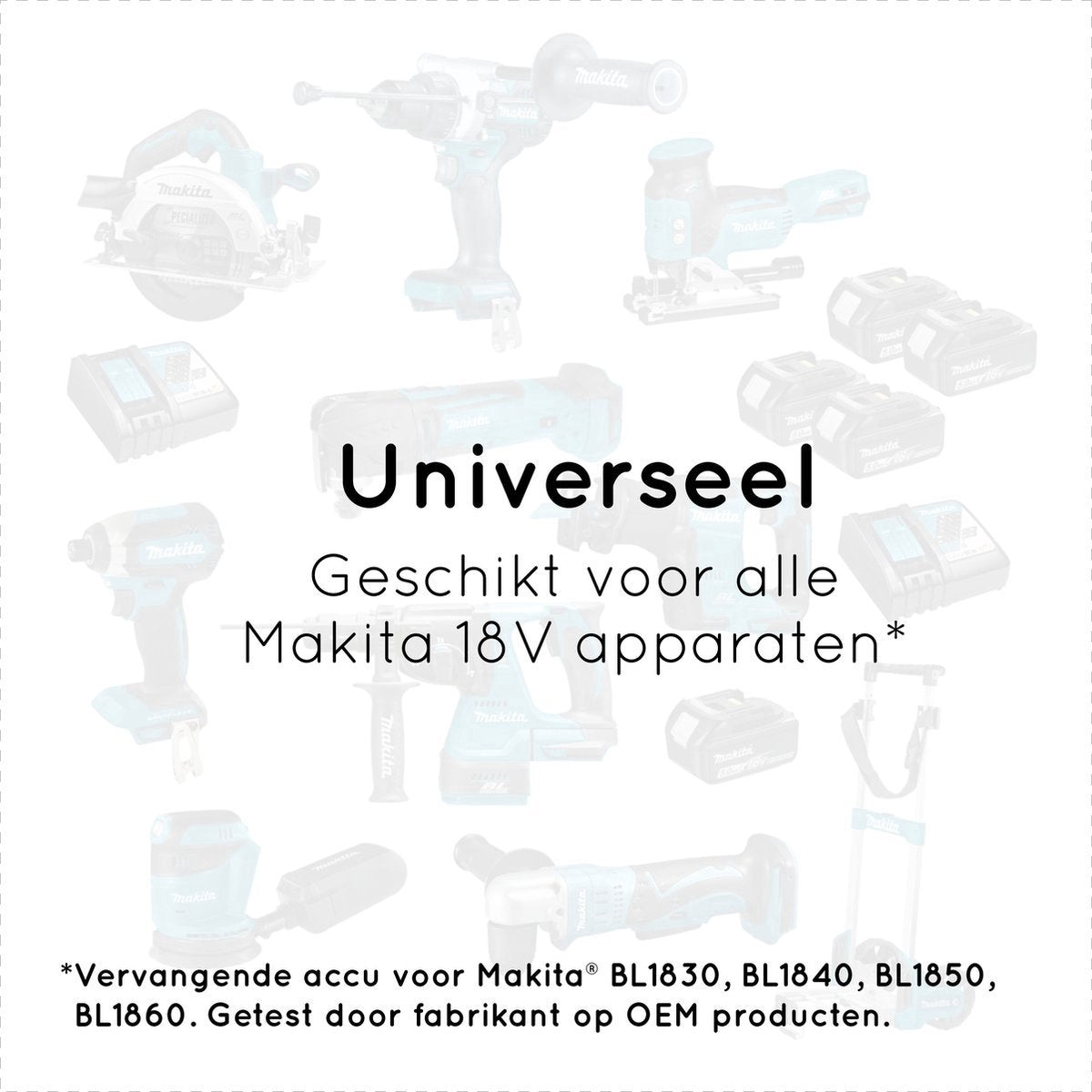 EXPER 6x 18V 8.0Ah Li-Ion Accu voor Makita LXT – Inclusief DC18RD Snellader