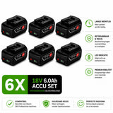 EXPER 6x Bosch Professional 18V 6.0Ah Li-ion Accu + GAL 18V-40 Lader
