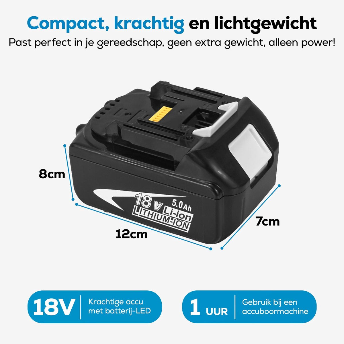 2x Makita 18V 5.0Ah Li-ion Accu – BL1830B t/m BL1860B – Inclusief Brandwerend Zakje