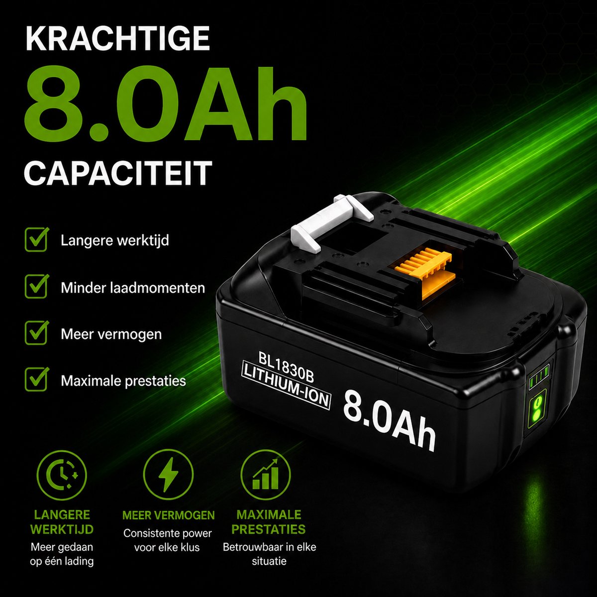 EXPER 18V 8.0Ah Accu voor Makita - 2 Stuks + DC18RD Snellader | Vervangt BL1830B/1850B
