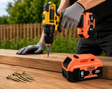 6x DeWalt XR 18V 6.0Ah Li-ion Accu + Snellader – DCB180 t/m DCB185